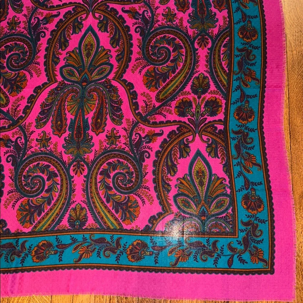 Vintage Designs by‎ Shirley Pink & Teal Paisley Very Very Large Polyester Shawl